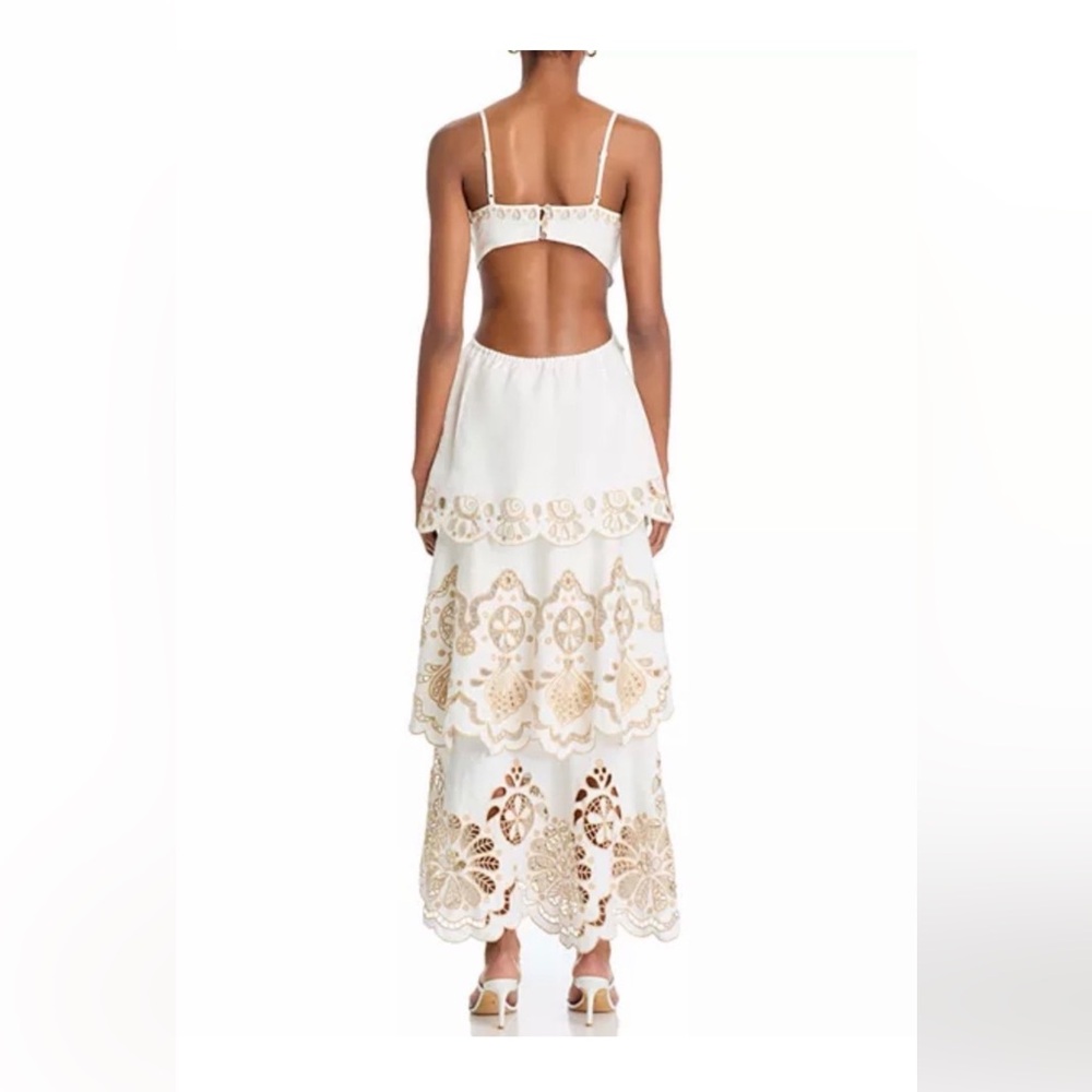 FARM Rio White Midi Dress with Gold Eyelet Embroidery - Picture 2 of 5
